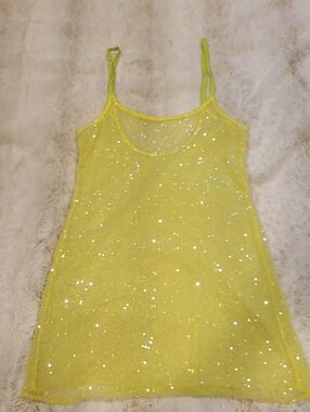 Free People Yellow Sequin Slip Chemise